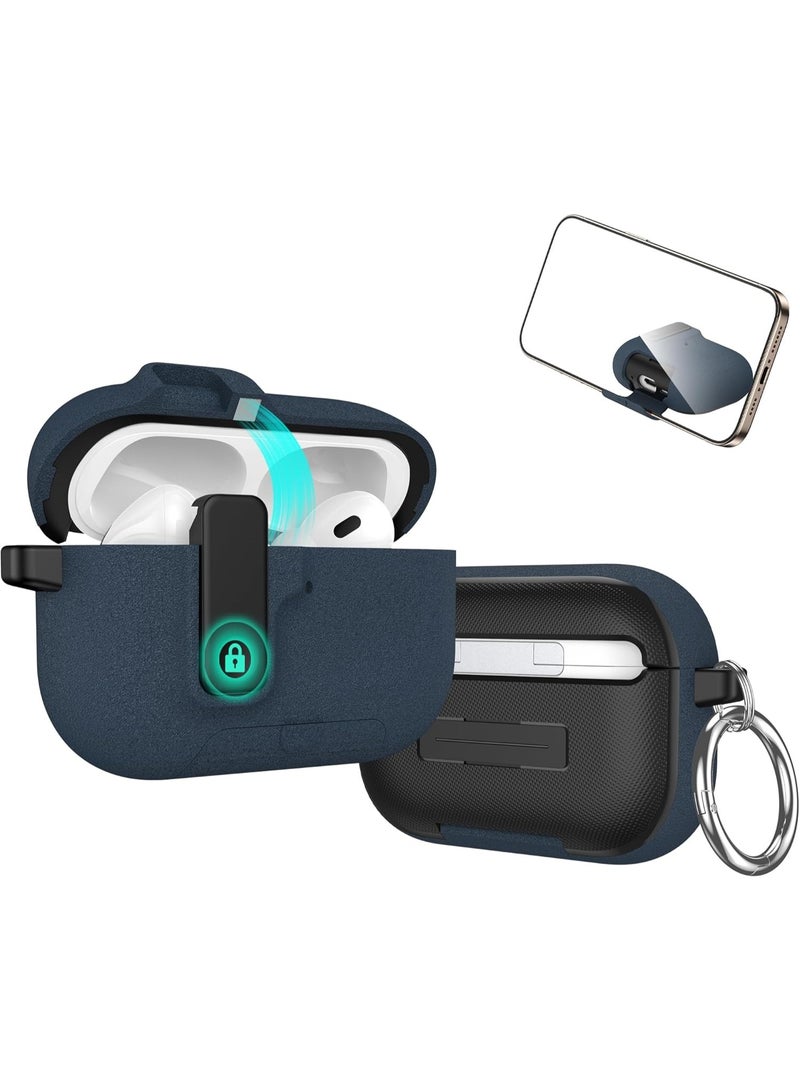 حافظة واقية AirPods Pro من الجيل الثالث تتميز هذه الحافظة بتصميم عصري مزود بقفل مغناطيسي، وتوفر حماية قوية بمستوى عسكري مع آلية قفل آمنة. متوافقة مع حافظة الشحن Apple AirPods من الجيل الثالث (طراز 2025). أزرق - Image 3